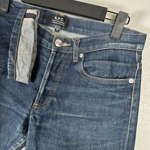 A.P.C. Petit Standard Jeans Mens 28x31 Raw Selvedge Button Fly Slim Dark Wash